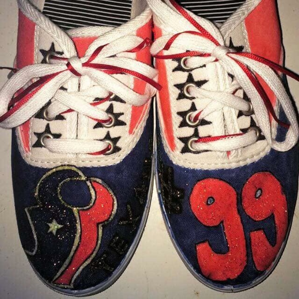 Custom painted sports team shoes